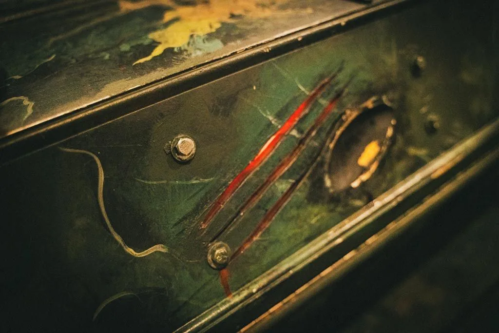 Claw marks gouged into a coffin lid in the Dracula escape room